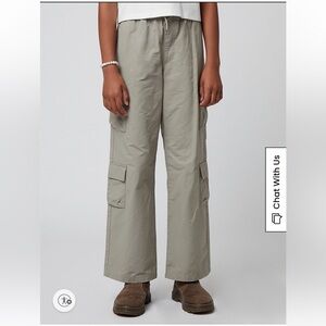 PacSun Kids Baggy Stretch Cargo Pants, Drawstring w/E-Waist, Sage/Gray, Size 16